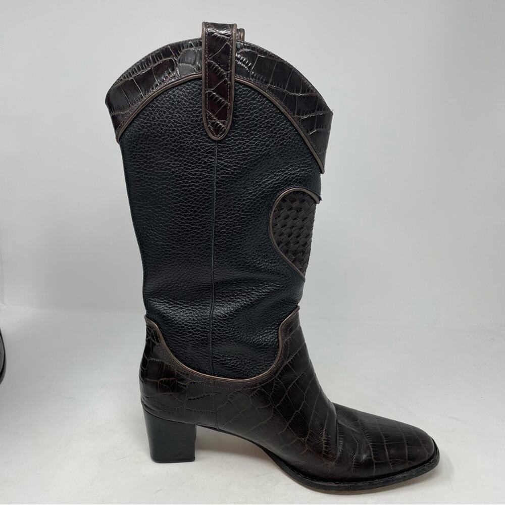 Brighton Brown Black Toby Cowboy Boots 7.5M - Picture 11 of 11
